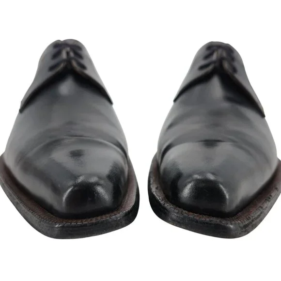 Vintage Italian McDowell Mens 9.5D /8.5UK Black Leather Dress Shoes Derby Oxford - Picture 3 of 12